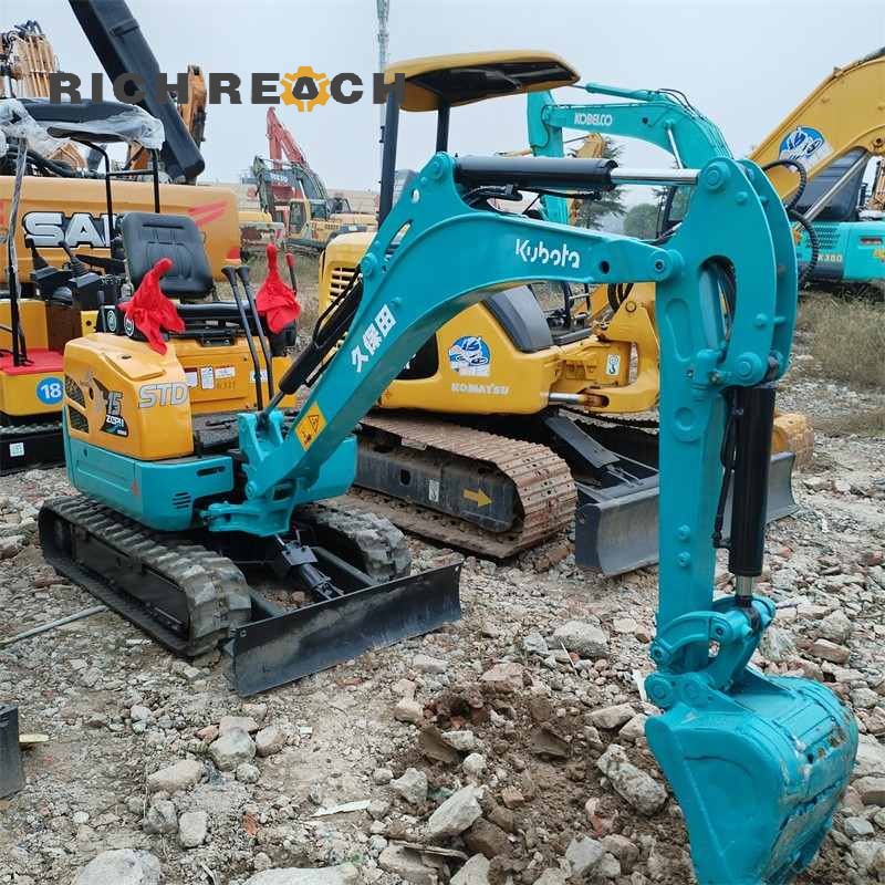 Side profile showing boom and arm of a Kubota U-15 used mini excavator 2025, confined jobsite ready, $13,889 Richreach